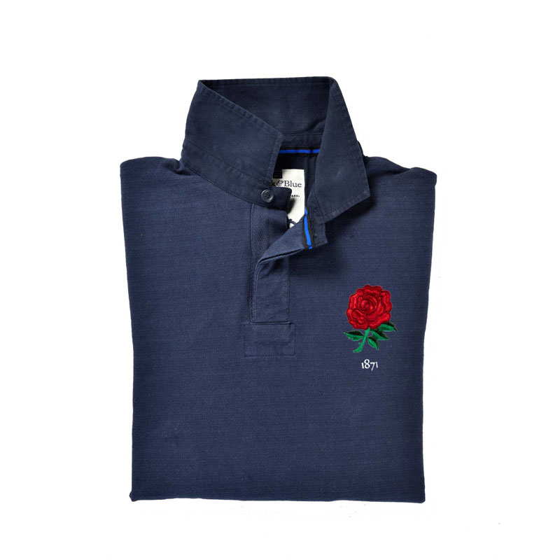 England 1871 Rugby Shirt Navy Collar – Bild 3