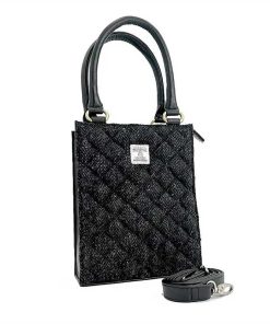 Harris Tweed Stepp-Mini-Tragetasche in Anthrazit