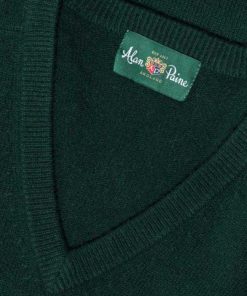 Alan Paine Lamswol Pullover V-hals, Updated Fit – Tartan Green