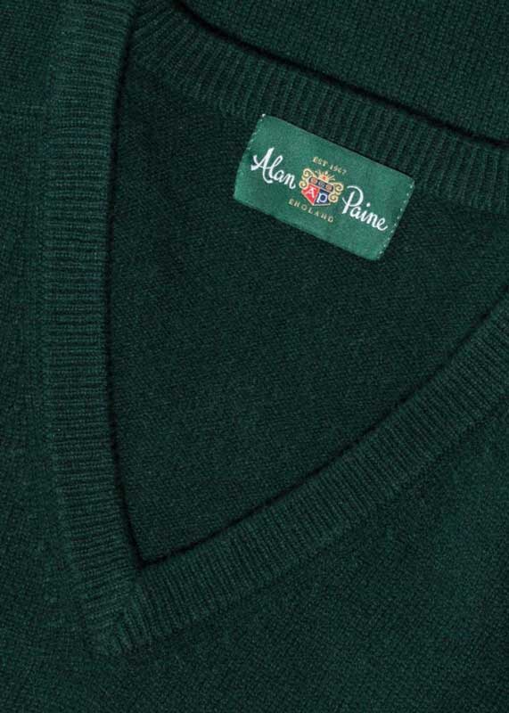 Alan Paine Lamswol Pullover V-hals, Updated Fit – Tartan Green
