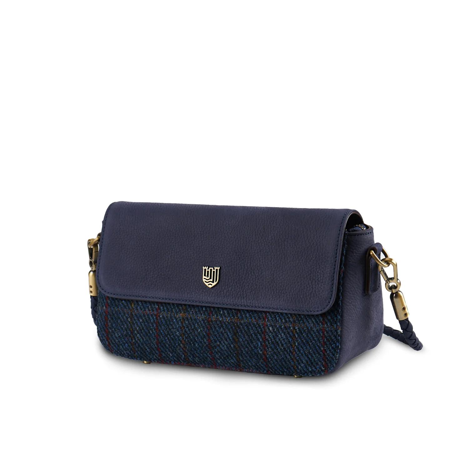 Harris Tweed Clutch, The Caithness, Islander, Navy Over-Check – Bild 2