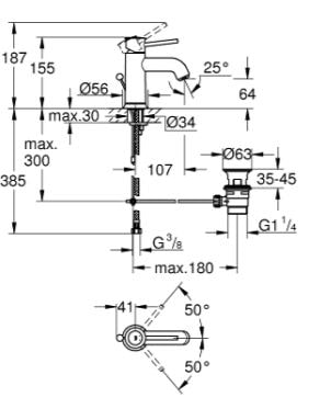 GROHE Classic Waschtischarmatur chrom mit Ablaufgarnitur – Bild 3