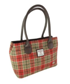 Harris Tweed ‚Cassley‘ Classic Handbag in Red & Green Tartan