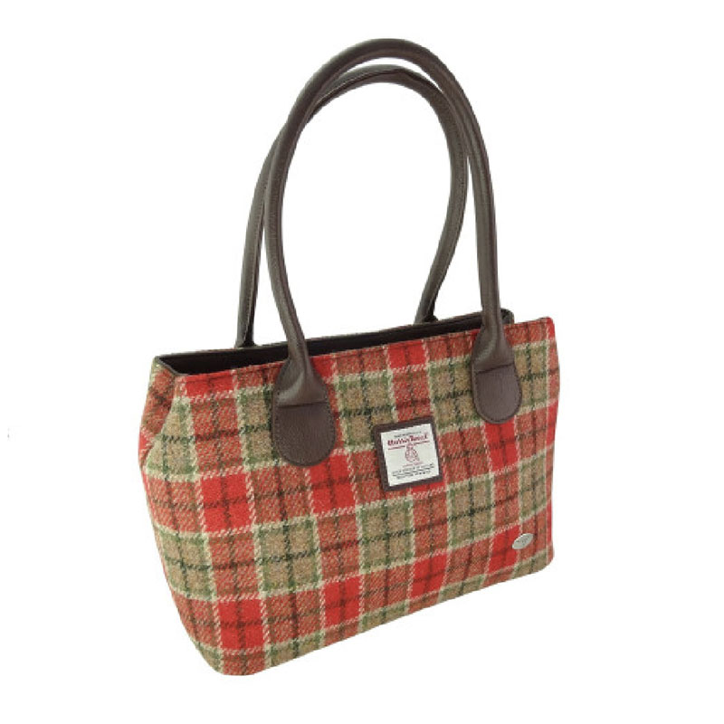 Harris Tweed ‚Cassley‘ Classic Handbag in Red & Green Tartan – Bild 2