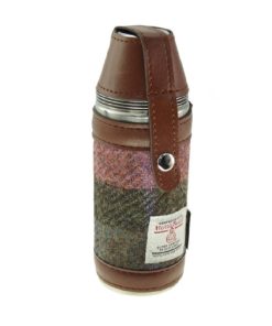 Harris Tweed Jagdflasche Gedecktes Grün & Rosa Tartan