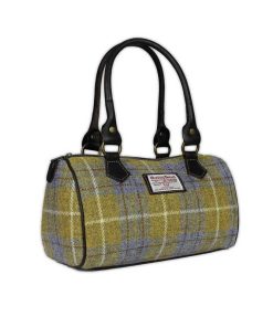 Harris Tweed Barrel Bag Yellow Blue Check