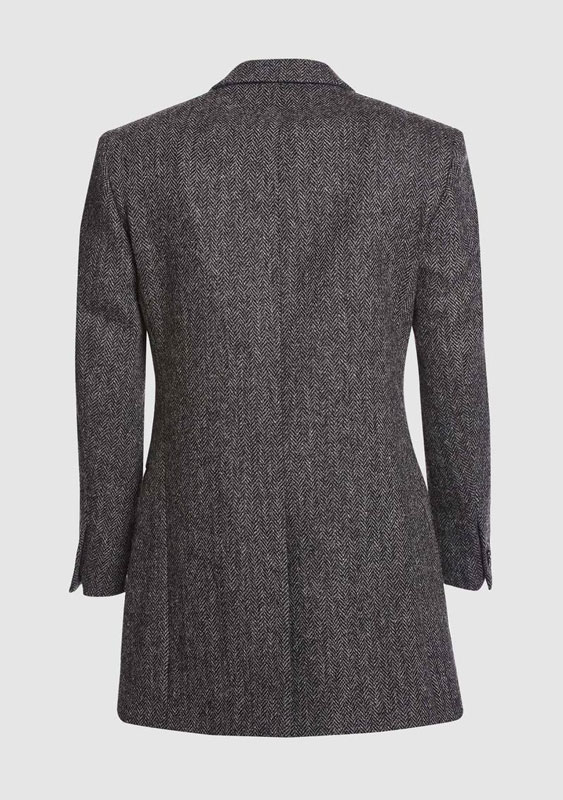 Harris Tweed Overjas, Murdo ¾ Coat – Charcoal – Bild 3