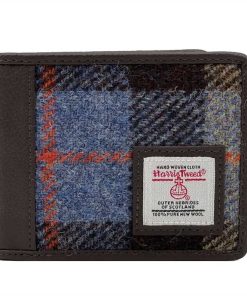 Harris Tweed Bifold Geldbörse in Blau-Braun kariert