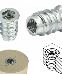 Einschraubmutter M8 x 20 mm – verzinkter Stahl, mit Bund – 10/50/100 Stück