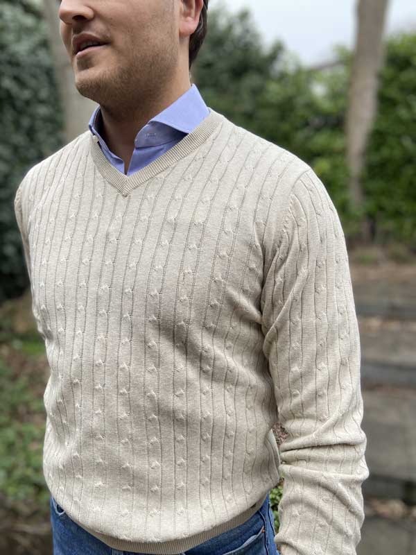 Kings Road, Pullover In Baumwolle, Beige – Bild 4