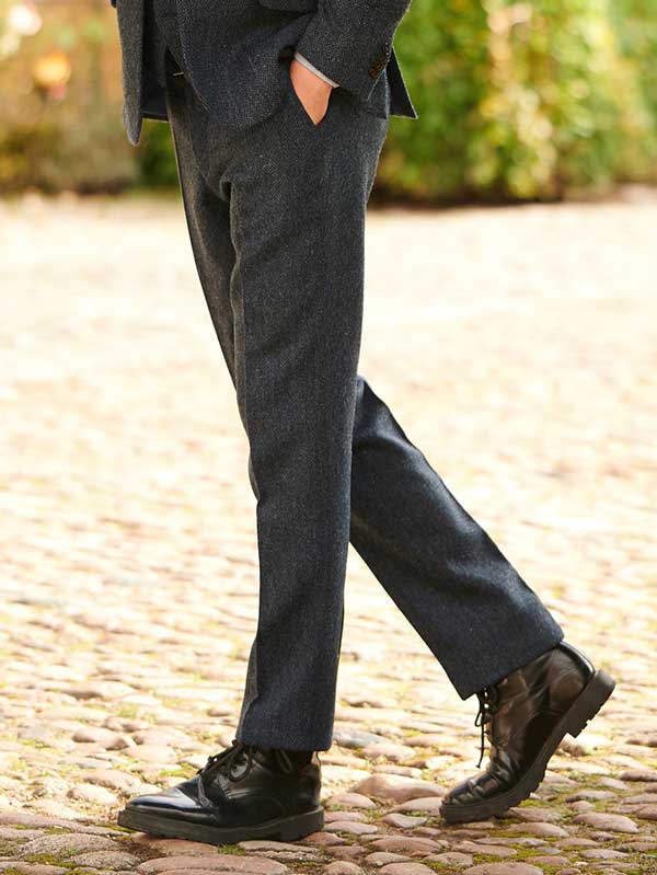 Harris Tweed Hose 610 Blau Fishgrat – Bild 3