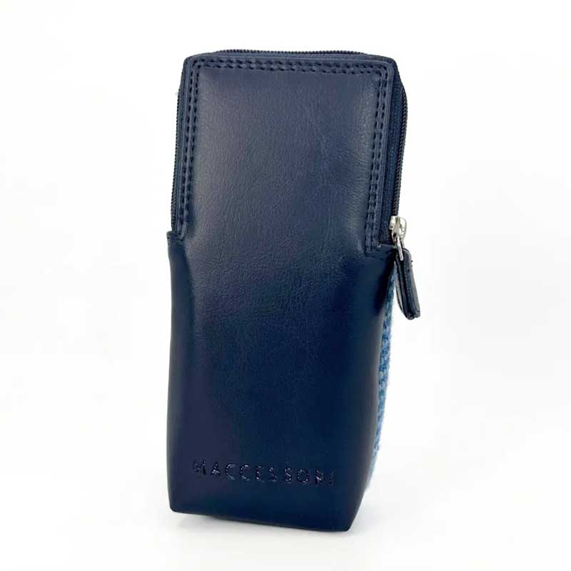 Doppelte Brillenhülle aus Harris Tweed in Himmelblau – Bild 5