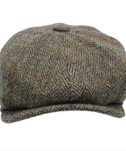 Harris Tweed Schiebermütze Scott Grün Braun