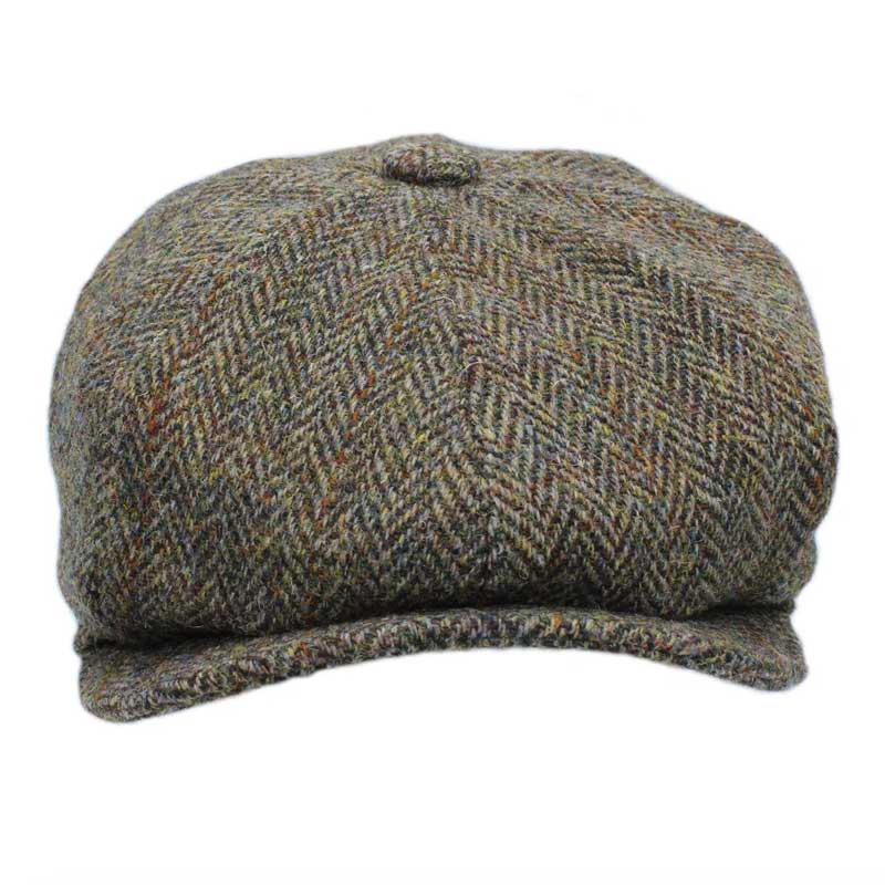 Harris Tweed Schiebermütze Scott Grün Braun – Bild 2