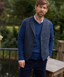 Harris Tweed Weste “Wales“ In Scottish Blue