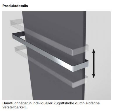 Zehnder Fina Lean Bar Handtuchwärmer elektrisch 130 x 50 cm schwarz – Bild 4