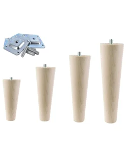 Möbelfüße Holz konisch gerade – Buche natur, Höhen 6–68 cm, TYP 1