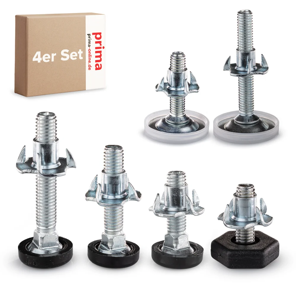 Stellfüße M8 mit Einschlagmuttern – 4er Set Regulierschrauben höhenverstellbar – Bild 2