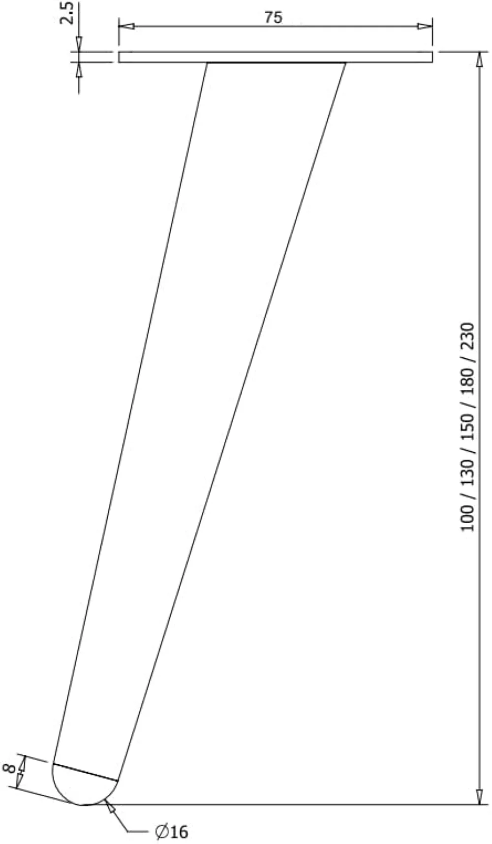 Möbelfuß Metall 10 cm Chrome | Schräg Konisch | 4er Set – Bild 6