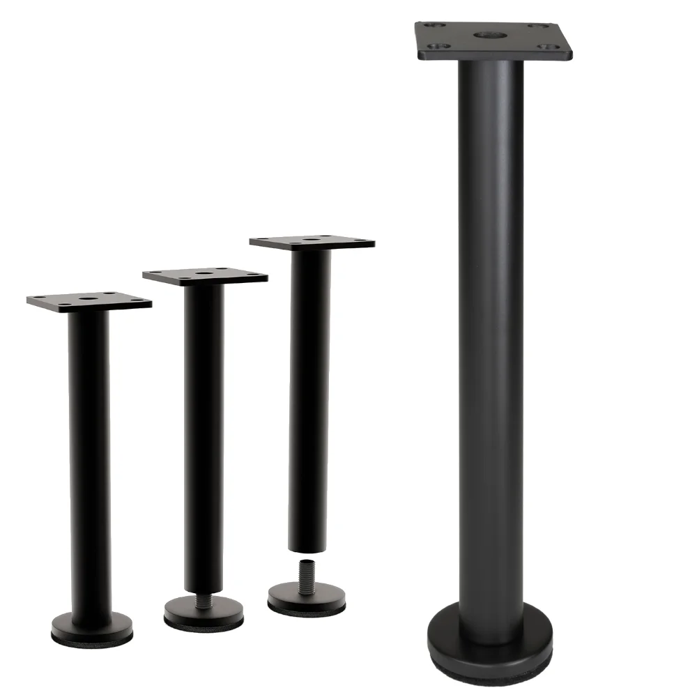 Möbelfuß Metall Schwarz 21cm – Ø 20mm Stahlrohr, Ø 40 mm Bodenteller, 15mm Höhenausgleich – Bild 3