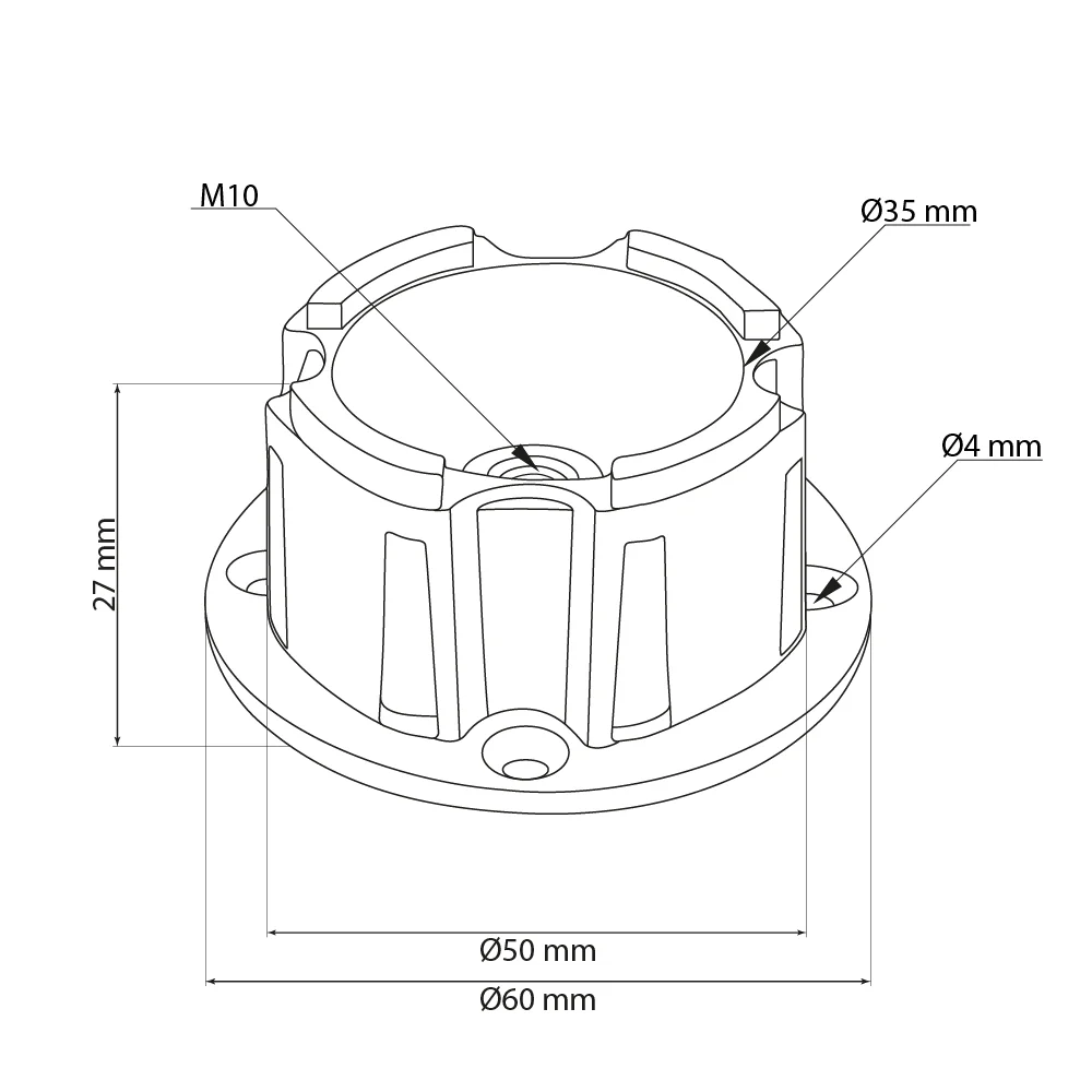 Montagekopf Adapter Möbelfuß 60×27 mm schwarz – Basis für höhenverstellbare Bettfüße – Bild 4
