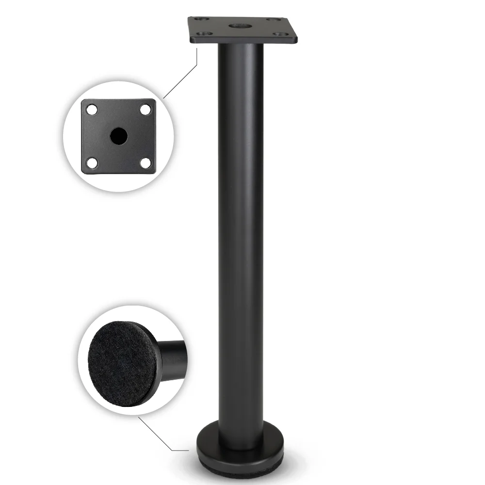 Möbelfuß Metall Schwarz 21cm – Ø 20mm Stahlrohr, Ø 40 mm Bodenteller, 15mm Höhenausgleich – Bild 4