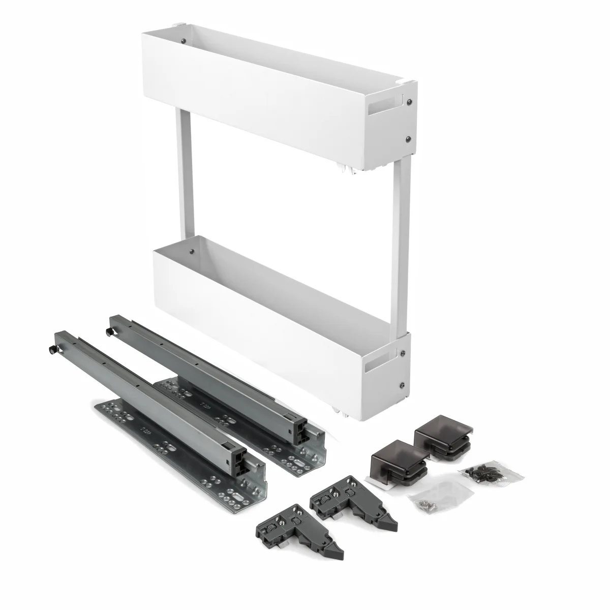 Unterschrankauszug 150-200mm 2 Etagen seitliche Montage woplus Vollauszug Anthrazit – Bild 6